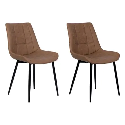 Set of Dining Chairs MELROSE II Faux Leather Golden Brown