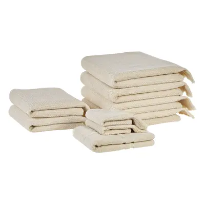 Set of Cotton Terry Towels Beige ATIU