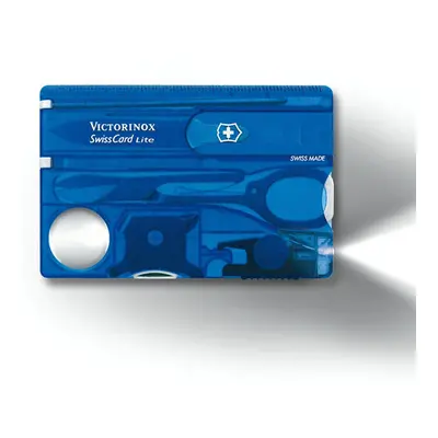 (blue) Victorinox Swiss Card Lite - functions swisscard tool with white LED light