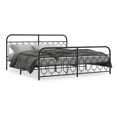 (black, x cm/ with headboard & footboard) vidaXL Metal Bed Frame with Headboard and Footboard Be