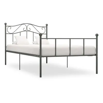 vidaXL Bed Frame Grey Metal 90x200cm Elegant Solid Classic Bedroom Furniture