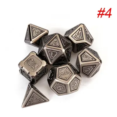 () 7pcs Set Embossed Heavy Metal Polyhedral Dices Playing Board Game Zinc Alloy