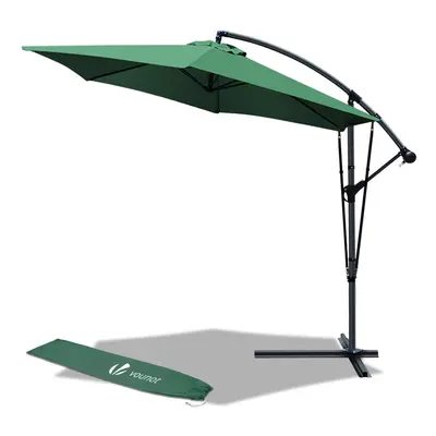 VOUNOT 3m Cantilever Garden Parasol, Banana Patio Umbrella with Crank Handle, Wind Protection St