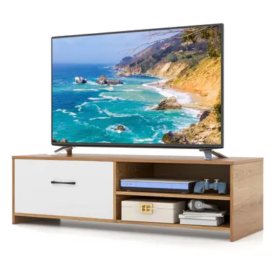 TV Stand for 55-Inch TV Console Table W/Open Shelf & Drawer (Natural)