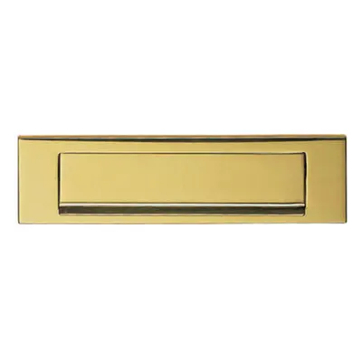 Inward Opening Letterbox Plate 224mm Fixing Centres x 78mm Polished Brass