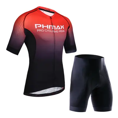 (Black Red, Standard) Cycling Clothing Set Breathable Anti-UV Bicycle Wear Short Sleeve Jersey