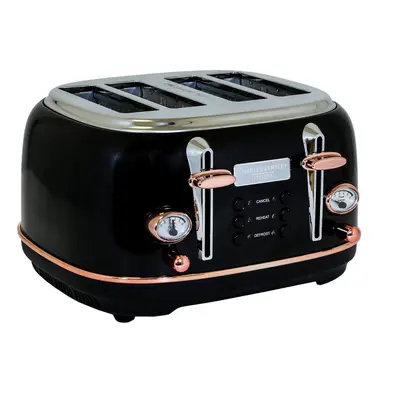 Charles Bentley Slice Toaster Stainless Steel Browning Control Dial with Levels Black & Rose Gol