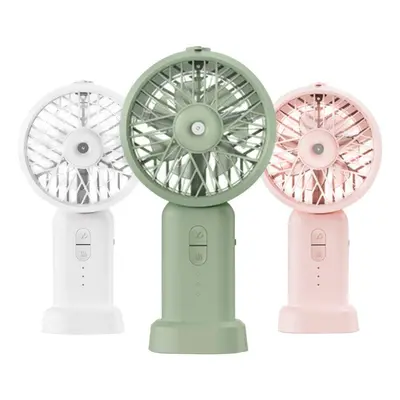 (White) Ultrasonic Spray Handheld Fan Three Speeds Two Spray Modes Desktop Fan 2000mAh Long Batt