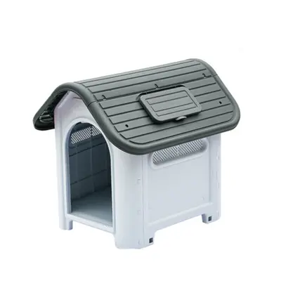 (Grey, Without door) Pet House Kennel Outdoor For Dog Four Seasons Universal Waterproof Plastic