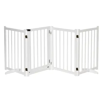 PawHut Freestanding Pet Gate w/ Support Feet for Doorways Stairs White