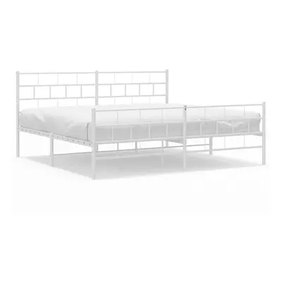 (with headboard & footboard, x cm) vidaXL Metal Bed Frame Bed Base with Headboard and Footboard 