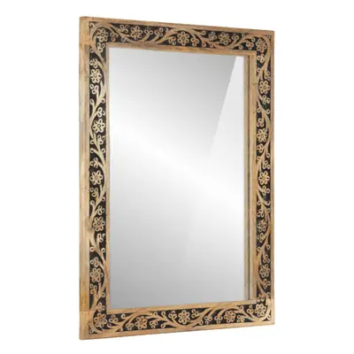 vidaXL Bathroom Mirror Wall-mounted Vanity Mirror Solid Wood Mango and Glass