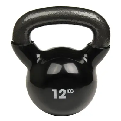 Fitness Mad 12kg Fitness Kettlebell Black Heavy Duty Vinyl Skin