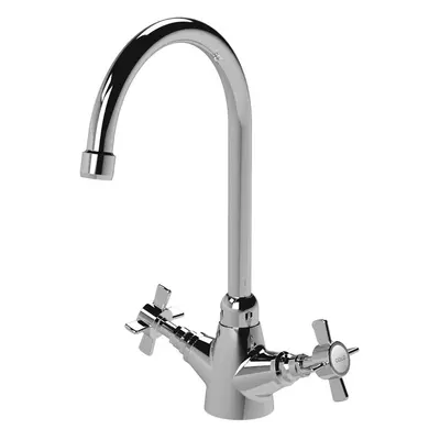 Mono Two Crosshead Handle Sink Mixer Tap - Chrome