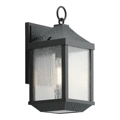 Outdoor IP44 Bulb Wall Light Lantern Distressed Black LED E27 60W d01817