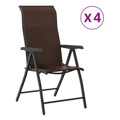 (brown, pcs) vidaXL Folding Garden Chairs Foldable Outdoor Chair Lounge Chair Poly Rattan