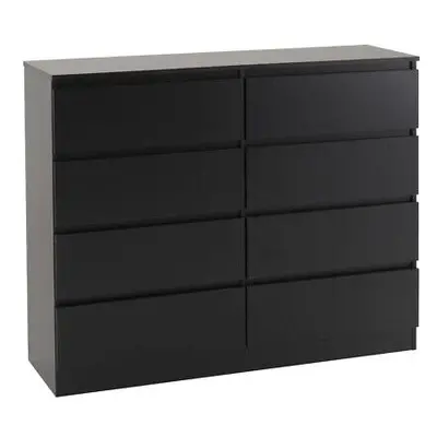 Malvern Drawer Chest of Drawers in Black Finish Recessed Handles Metal Runners