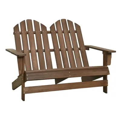 vidaXL Solid Fir Wood 2-Seater Garden Adirondack Chair Brown Wooden Armchair