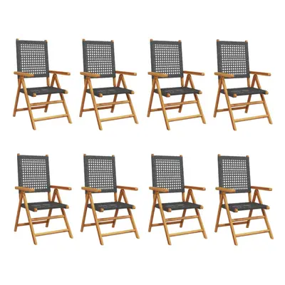 (black, pcs) vidaXL Reclining Garden Chairs Outdoor Chair Armchair Poly Rattan & Solid Wood