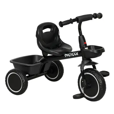 AIYAPLAY Kids Trike for to Years with Adjustable Seat, Baskets, Black