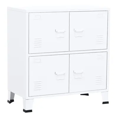 vidaXL Industrial Storage Chest White 75x40x80 cm Steel Sideboard Cabinet