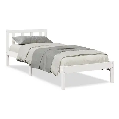 (white, x cm) vidaXL Bed Frame Home Bedstead Bed Base Mattress Foundation Solid Pinewood