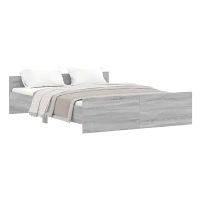 (grey sonoma, x cm) vidaXL Bed Frame with Headboard and Footboard Mattress Foundation Bed Base