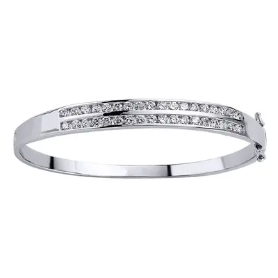 Jewelco London Ladies Sterling Silver Cubic Zirconia Row Eternity Bangle Bracelet 6mm - GVG031