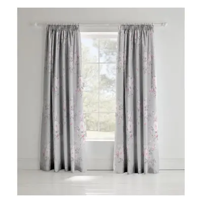 Catherine Lansfield Canterbury Easy Care Pencil Pleat Curtains Grey, 66x72 Inch