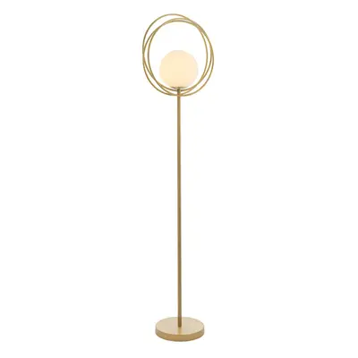 1556mm Brushed Gold Standing Floor Lamp Light with Glass Opal Sphere Shade