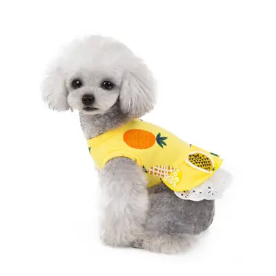 (Yellow, S) Pattern Pet Skirt Spring And Summer Cat And Dog Clothes