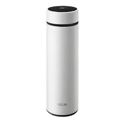 (White) 500ml Insulated Cup Smart LCD Temperature Display Water Bottle Stainless Steel Vacuum Th