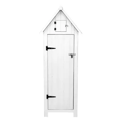 (White) Wooden Garden Storage Shed Tool Cabinet Sentry Box