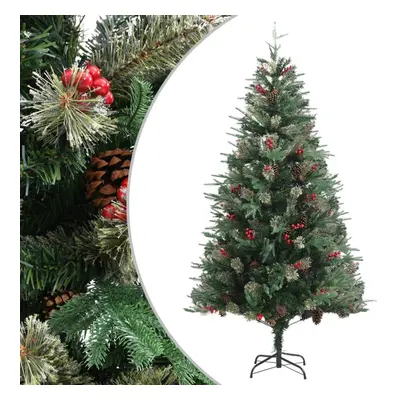 vidaXL Christmas Tree with Pine Cones Green cm PVC&PE Holiday Decoration