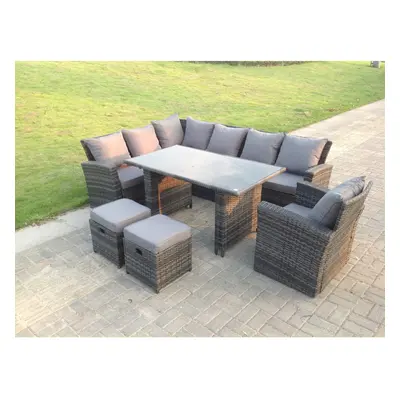 Fimous Seater High Back Rattan Garden Furniture Set Corner Sofa Chair