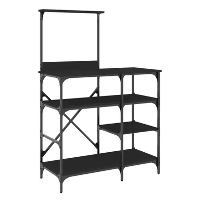 vidaXL Baker's Rack Storage Shelf Kitchen Rack Black Engineered Wood and Metal