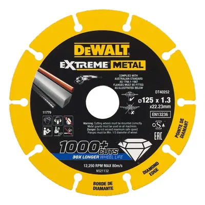 DEWALT DT40255-QZ DT40255-QZ-Disco de Corte con borde diamantado Extreme Metal 230x1.5x22.3mm