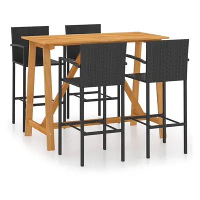 vidaXL Garden Bar Set Piece Black Patio Outdoor Table and Chairs Furniture