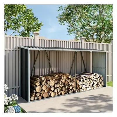 (Charcoal Black) Zinc Steel Firewood Log Storage Shed