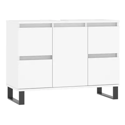 (white) vidaXL Bathroom Cabinet Vanity Unit Highboard Cupboard White Engineered Wood