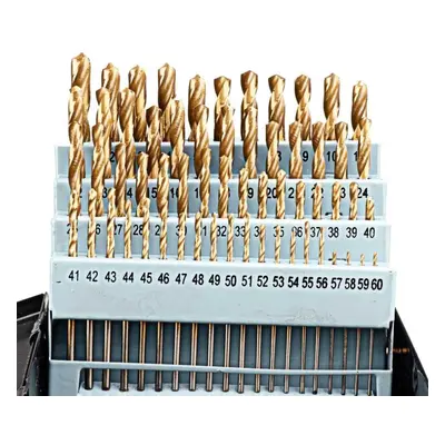 60Pcs Individual Twist Drill Bits Round Shank Set Titanium Coating HSS Quick Change