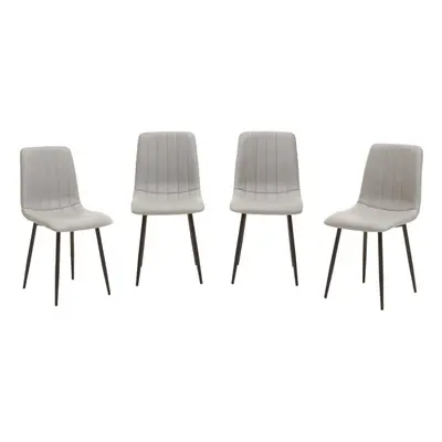 Premier Housewares Dining Chair Grey PU Modern Dining Chairs Set Of Angular Legs Chairs For Bedr