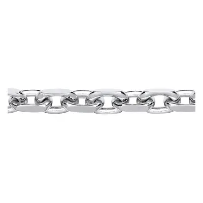 Jewelco London Mens Rhodium Plated Sterling Silver Chunky Cable Square Belcher Chain Bracelet 7m