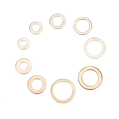 200Pcs Assorted Copper Washer Gasket Set Flat Ring Seal Assortment Hardware Kit