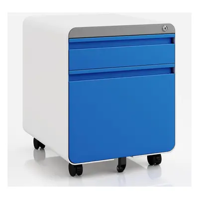 (Blue) 2-Drawer Mobile Rolling File Cabinet Lockable