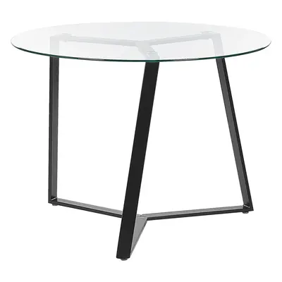 Dining Table KEBRI Black cm cm Tempered Glass