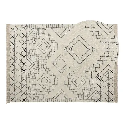 Cotton Area Rug x cm Beige and Black ZEYNE