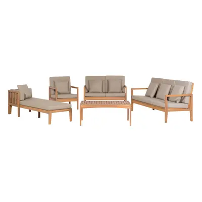 Garden Lounge Set with Table Seater PATAJA Acacia Wood Light Brown