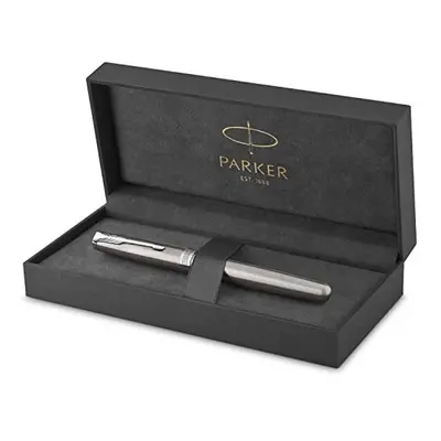 Sonnet Fountain Pen Stainless Steel with Palladium Trim Medium Nib Gift Box