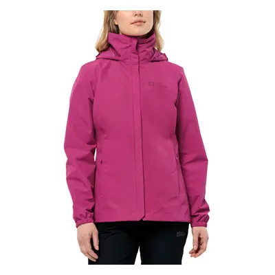 (S, New Magenta) Jack Wolfskin Womens Stormy Point Waterproof Hooded Shell Rain Jacket Coat